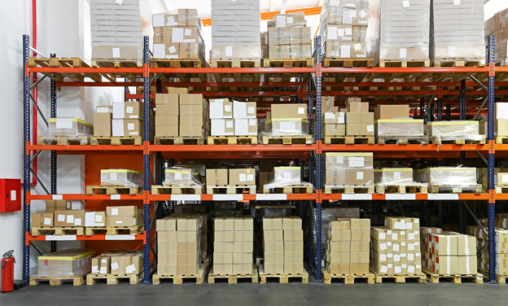 Four levels of pallet racking in a warehouse