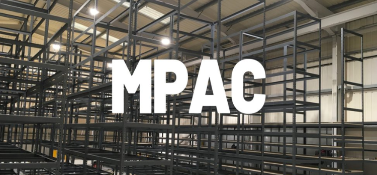 2 tier racking system with the company logo for "MPAC".